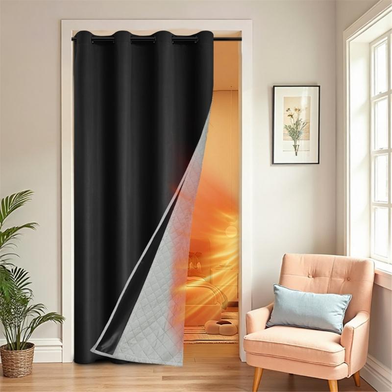 Winter Proof Thermal Curtain with Detachable Quilted Liner Noise Reducing Quick Grommets Mounting Indoor Insulation