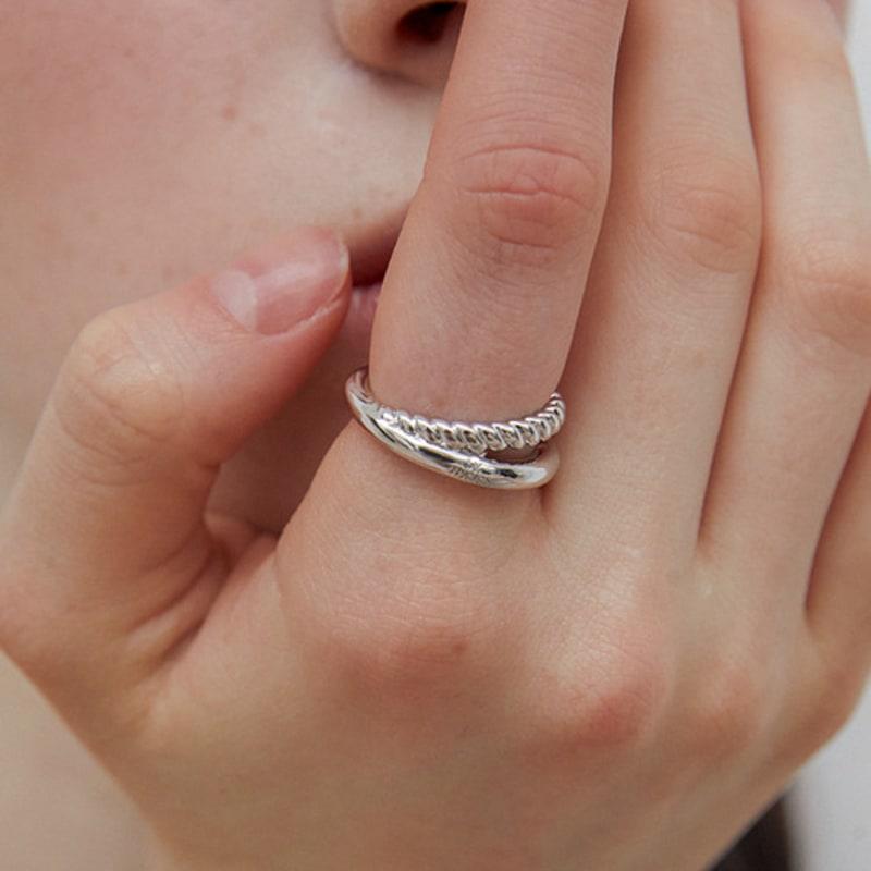 by hyeres Twin rope ring (Silver) BH7R56758WB