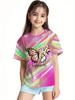 Abbigliamento Bambina Vestiti Bambina Maglietta Manica Corta Bambina Stampa Farfalla Carina Kawaii Girocollo Top Bambina Vestiti Estivi Bambini