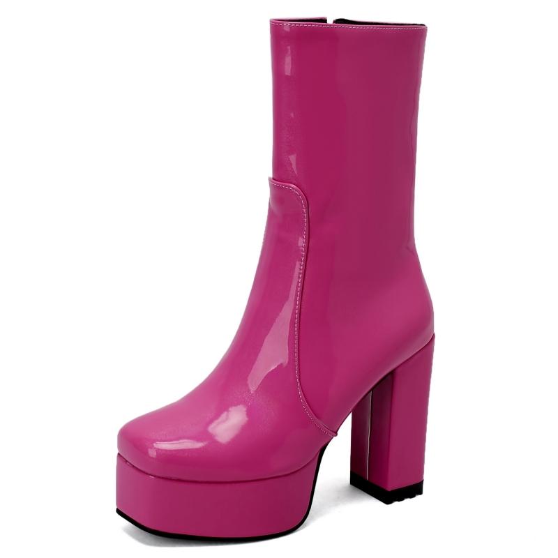 

Трендовые ботильоны на платформе для женщин черные белые синие розовые на высоком каблуке короткие резиновые сапоги осенне-зимние для вечеринки танцев женские сексуальные 39