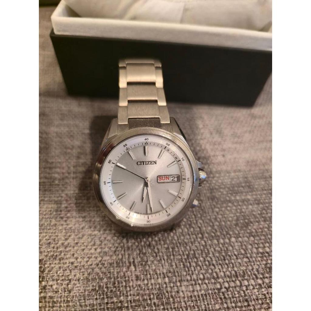 Used Solar Radio Watch Attesa Eco-Drive Day-Date Model AT6040-58A
