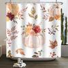 Hello Fall Shower Curtain Autumn Maple Leaves Pumpkin Bathroom Decor Polyester Fabric Cloth Shower Curtain With Hooks Room Decor