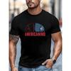 Camiseta de Manga Corta Cabeza de Indio Tallas Europeas: Presenta un Gráfico de Cabeza India de Dos Tonos y el Texto "AMERICANINO" Impreso