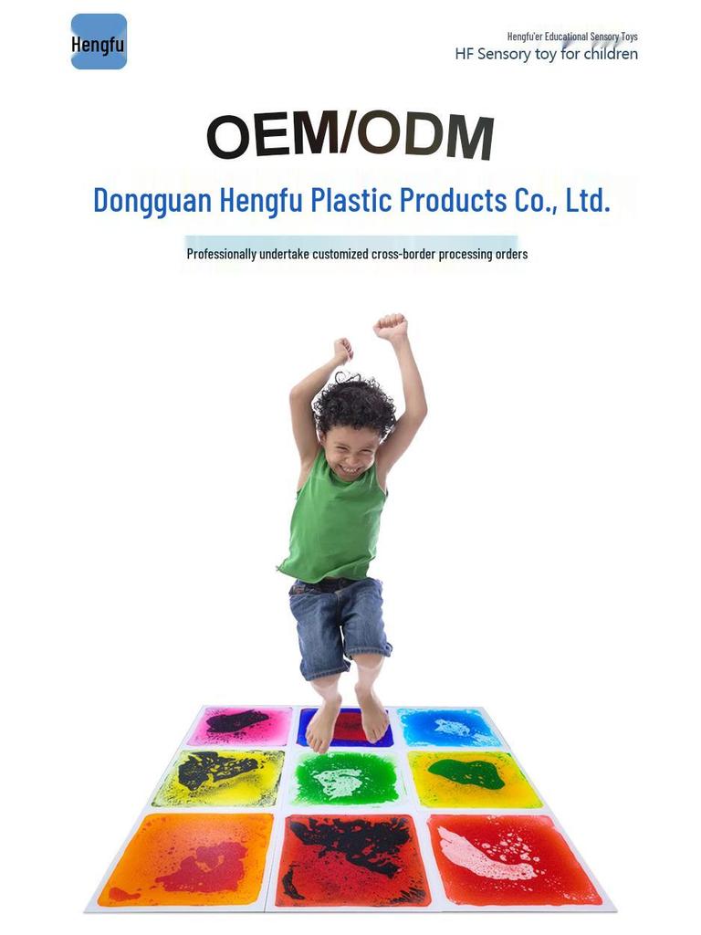 50cm Liquid Color Floor Tiles: Sensory & Puzzle Mat for Kids