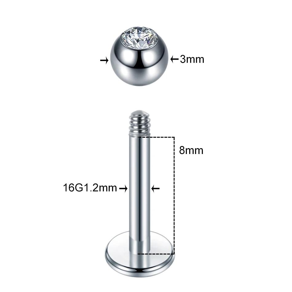 40 Stück/Set 316L Edelstahl Labret Ohrstecker Lippenringe Set Eingelegt Glänzender Strass Einfacher Stil Körperpiercing Schmuck Geschenk