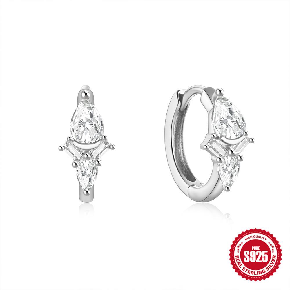 S925 Sterling Silver Geometric Diamond Earrings Ear Buckles Trendy Creative Ins Wind Earrings Earrings