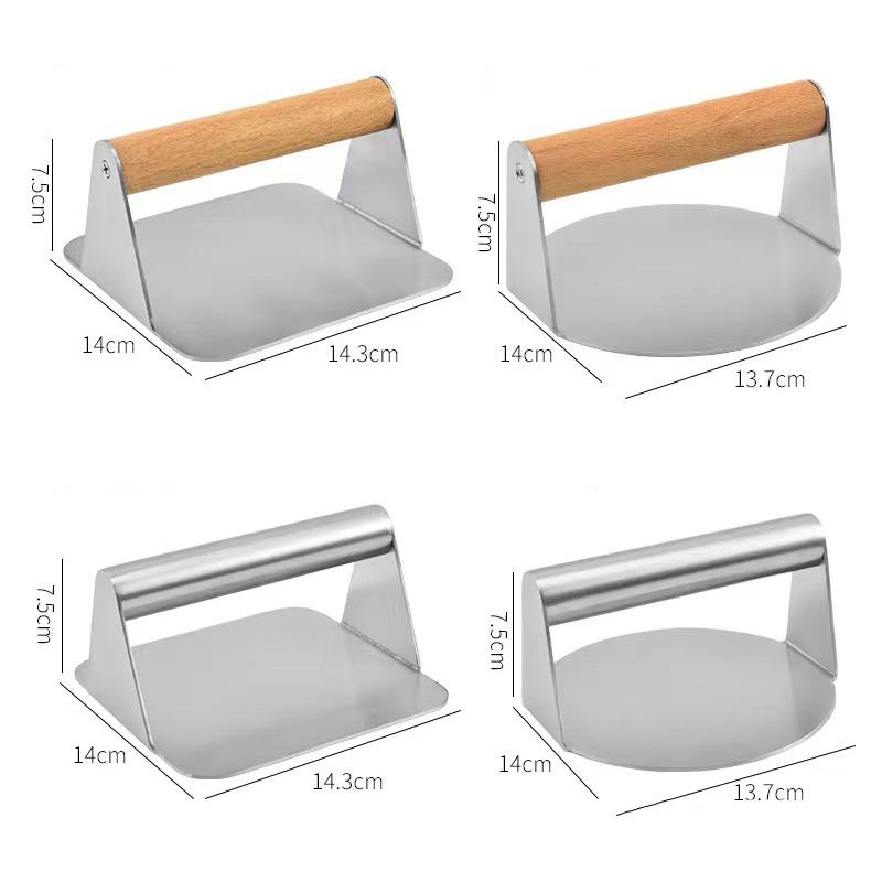 430 Stainless Steel Hamburger Meat Press Circular Square Burger Meat Press Kitchen Tool Meat Press Plate 1Pc
