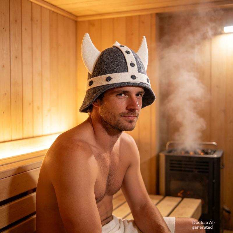 Viking Horn Wool Felt Sauna Hat Pure Wool Sweat Steam Room Special Hat Heat Insulation Anti-Scald Spa Bath Hat With Unisex