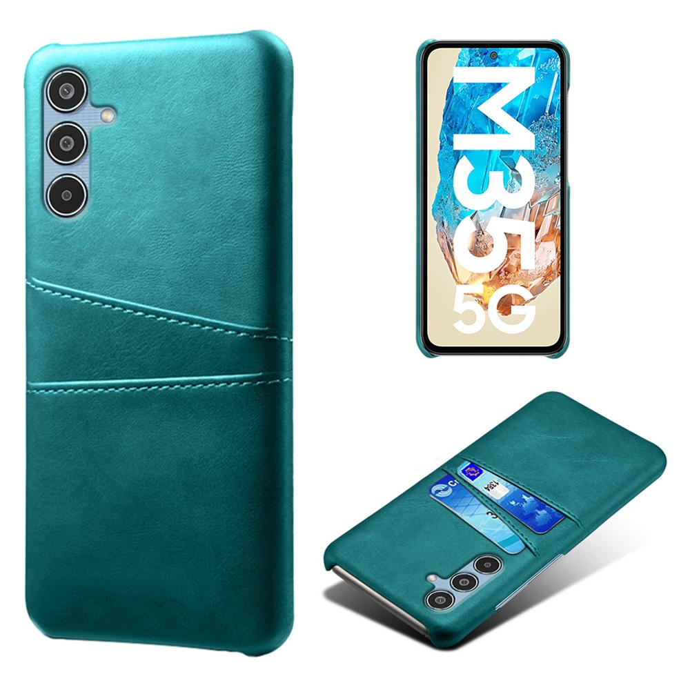 

For Samsung Galaxy M35 5G Case Dual Card Slots PU Leather+Hard PC Phone Cover Green
