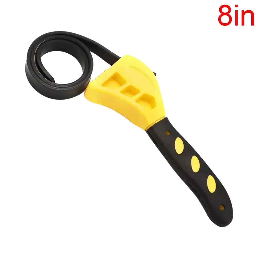 

8 Inch Multifunctional Belt Wrench Plastic Adjustable Bottle Repair Auto Opener Tool Handle Filter Non-Slip Rubber Hardware Y6F0