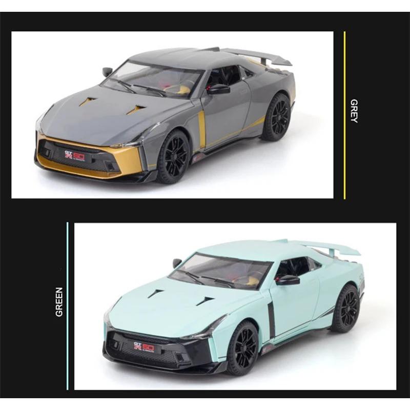 1/24 Niaasn GTR 50 Alloy Sports Car Model Diecasts Metal Toy Race Car Model Sound and Light Simulation Collection Childrens Gift