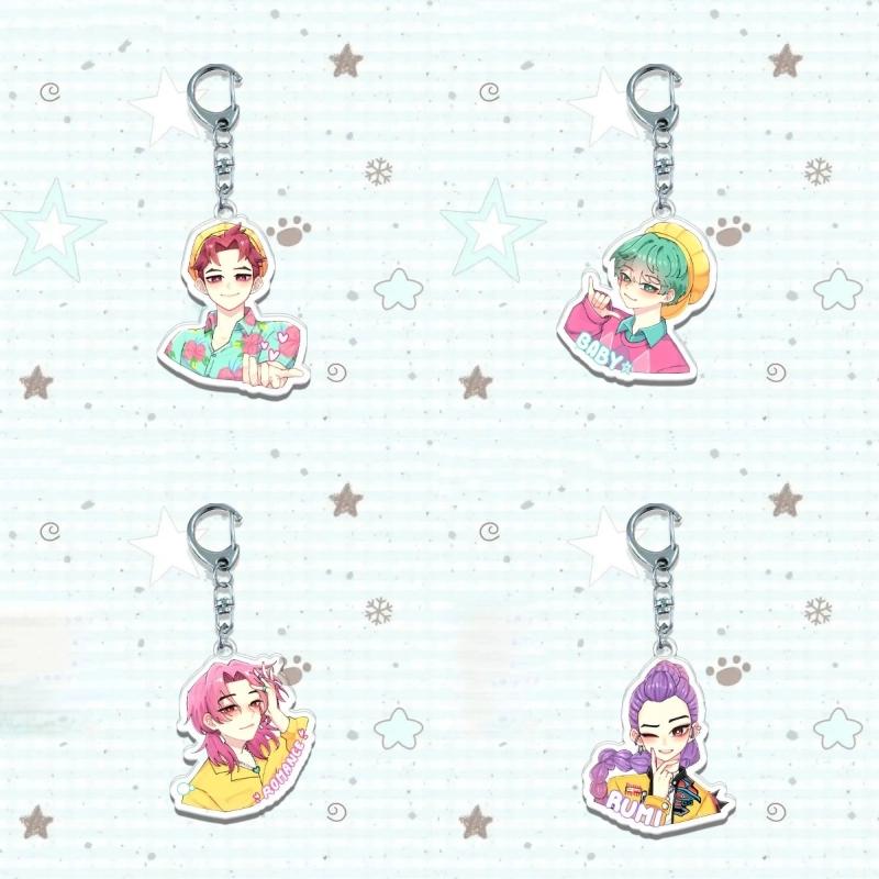 Cute Kpop Demon Hunters Keychains Rumi Mira Zoey Anime Peripheral Acrylic Pendant Backpack Pendant Decoration Fans Toys Gifts