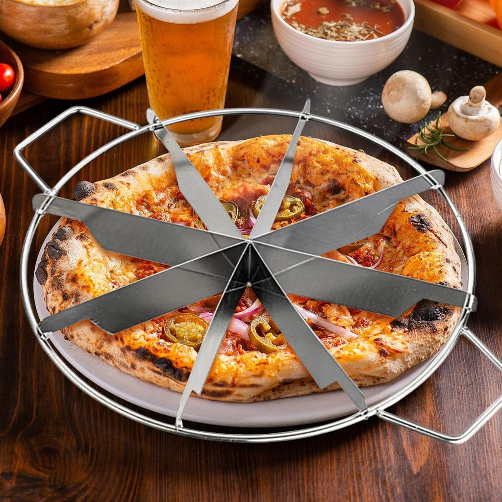 Tårtindelare i rostfritt stål Non-stick Rund Bakverk Ost Pizza Skärverktyg med Sidohandtag Skärmarkör