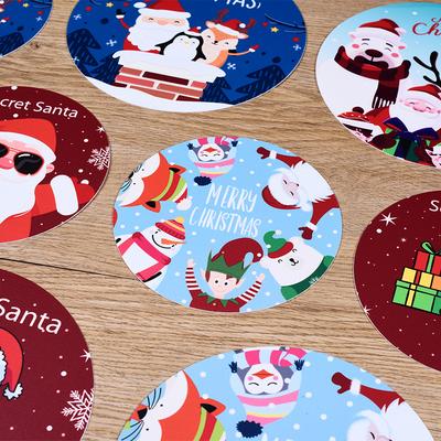 5Pcs/set Merry Christmas Round Cup Mat Table Placemats Coaster Anti-slip Kitchen Cushion Romantic Wedding New Year Party Pad