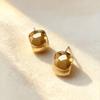 Retro Metal Bean Stud Earrings, Small Hong Kong Style Luxury, No-Piercing Mosquito Coil Ear Clips for Women