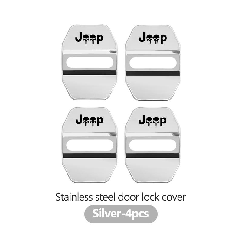 4pcs Zinc Alloy Car Door Lock Buckle Cover Protective Covers For Jeep Grand Cherokee Wrangler JK Renegade Gladiator Compass