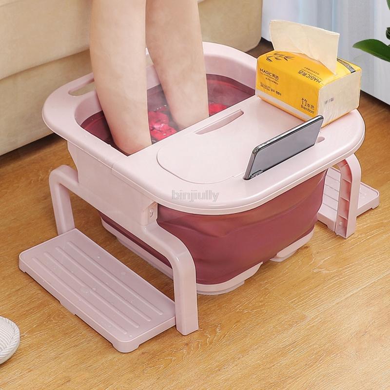 Foldable Footbath Plain Foaming Massage Bucket Plastic Foot Bath Basin Large Heightening Footbath Fording Barrel Reduce Pressure
