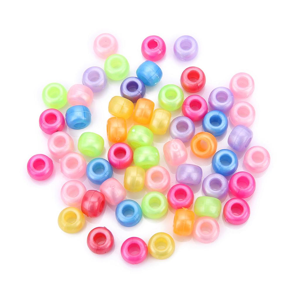 200x Acrylic Round Beads Larhe Hole Jewelry Making DIY Findings Crafts