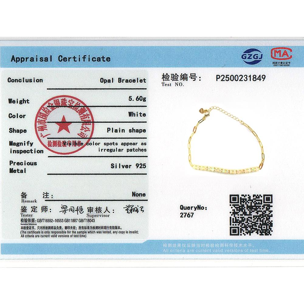 925 Sterling Silver Women's simple Bracelet Natural opal round 3.00mm October Birthstones Light Luxury Jewelry for Festival gifts