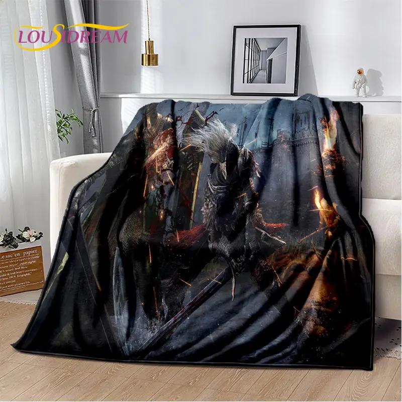 Elden Ring Jeu Joueur Couverture Peluche Douce Imprimée en 3D, Couverture Flanelle Couverture Jetée pour Salon Chambre à Coucher Lit Canapé Couverture Pique-nique