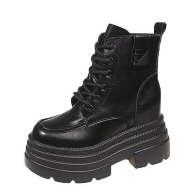 Moda 10CM Donna Tacchi Spessi Stivaletti alla Caviglia 2025 Inverno Caldo Pelliccia Chunky Sneakers Peluche Tacchi Alti Plateau Pelle Stivali da Moto Donna