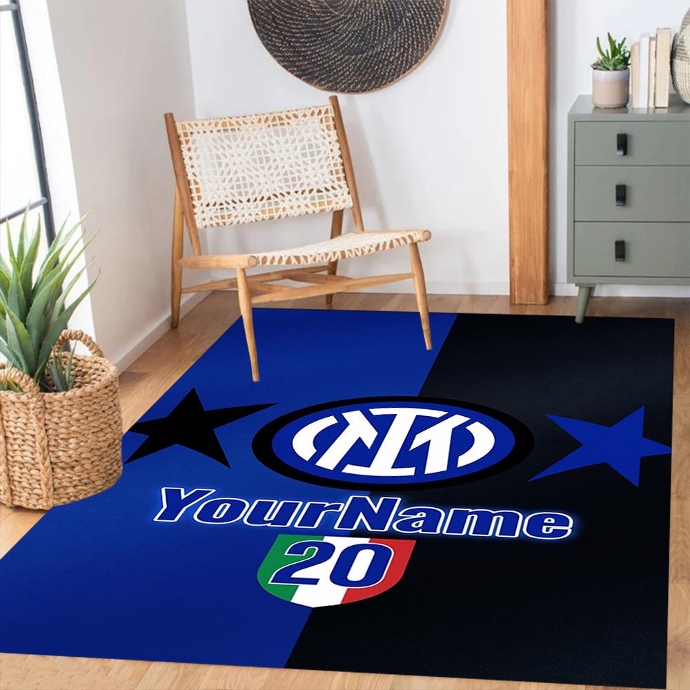 Inter Milan Personalized Name Carpet Design for Kitchen Playrooms Decorate room Dormitory Anti-slip Rug Anime Office Decor Best for Christmas