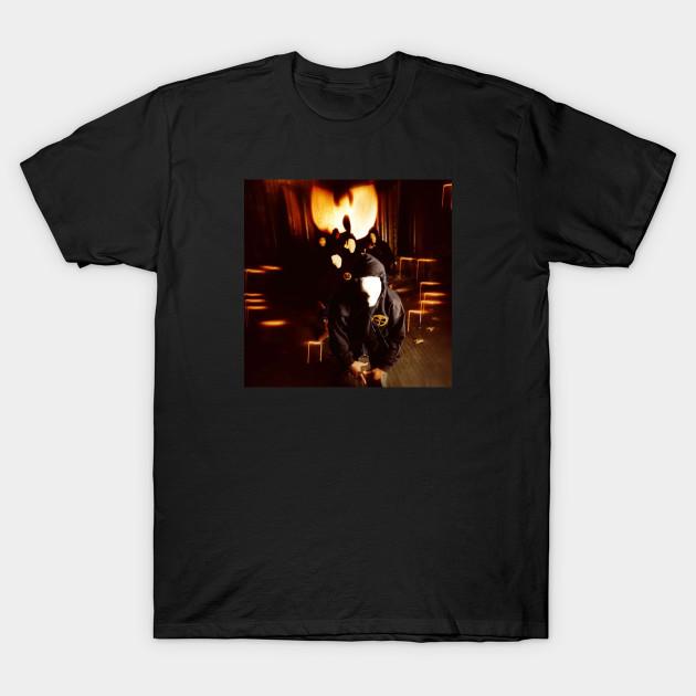 

Men Black Print T-shirt Wu-Tang Clan 36 Chambers Vintage No-Cut Transfer Paper Print Cotton Tshirt XL