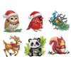 6Pcs Acrylic Christmas Santa Claus Diamond Art Fridge Magnet Diamond Painting Refrigerator Magnet for DIY Crafts Party Gift
