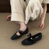 French small fragrant Mary Jane shoes flat black shoes autumn and winter retro late evening wind single shoes ladyshoes soft-soled women's shoes