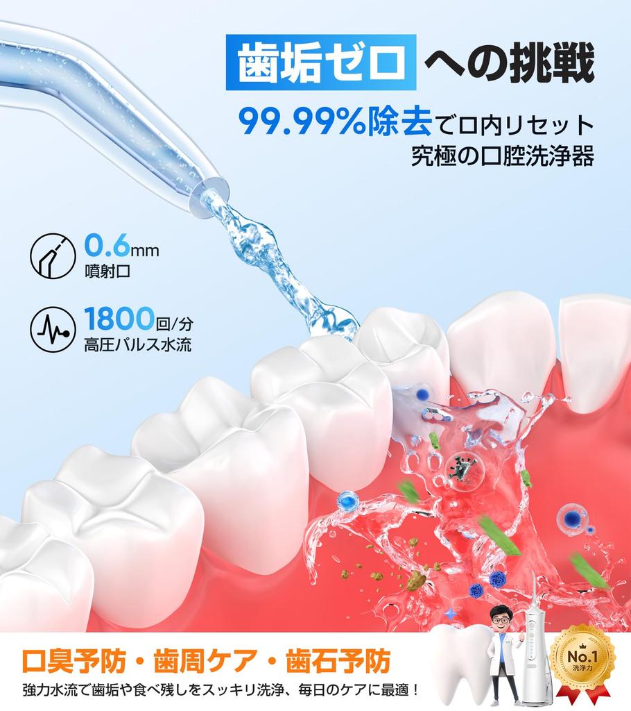 Oral Irrigator Jet Washer with Plaque Removal 4 Tongue 4 Water Flow PSI Water Pressure 310ml Large Capacity IPX7 USB Compact Perfect for Home or Gift