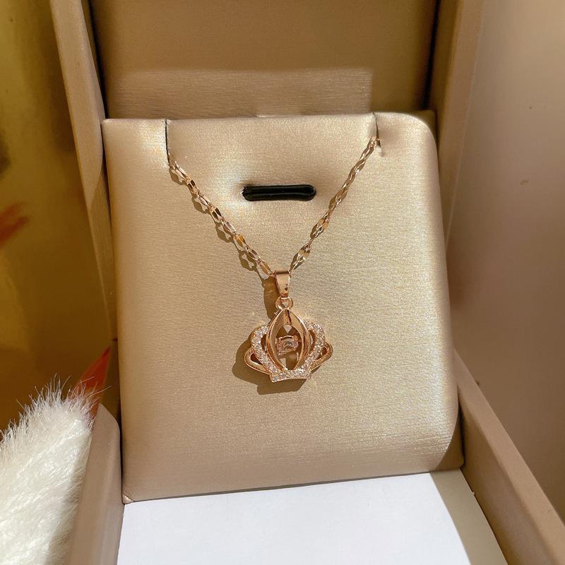 2021 New Trend Necklace Smart Crown Luxury Fashion Temperament Micro-Inlaid Collarbone Chain Accessories