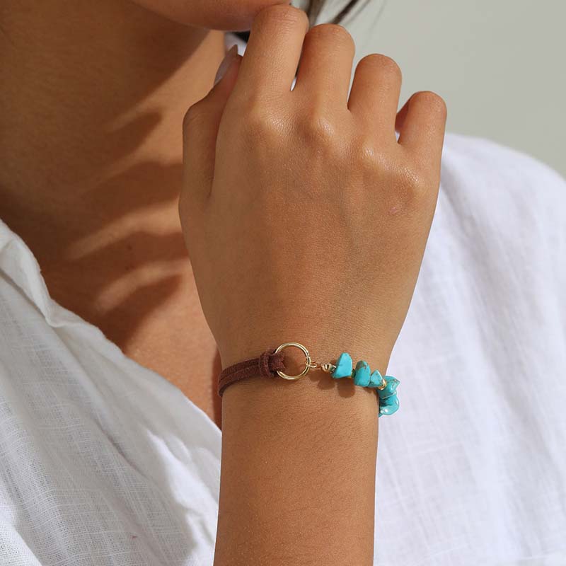 Bohemian Turquoise Beaded Bracelet for Women Girls Vintage Irregular Woven Multi-Layer Bracelets Party Jewelry Accessories