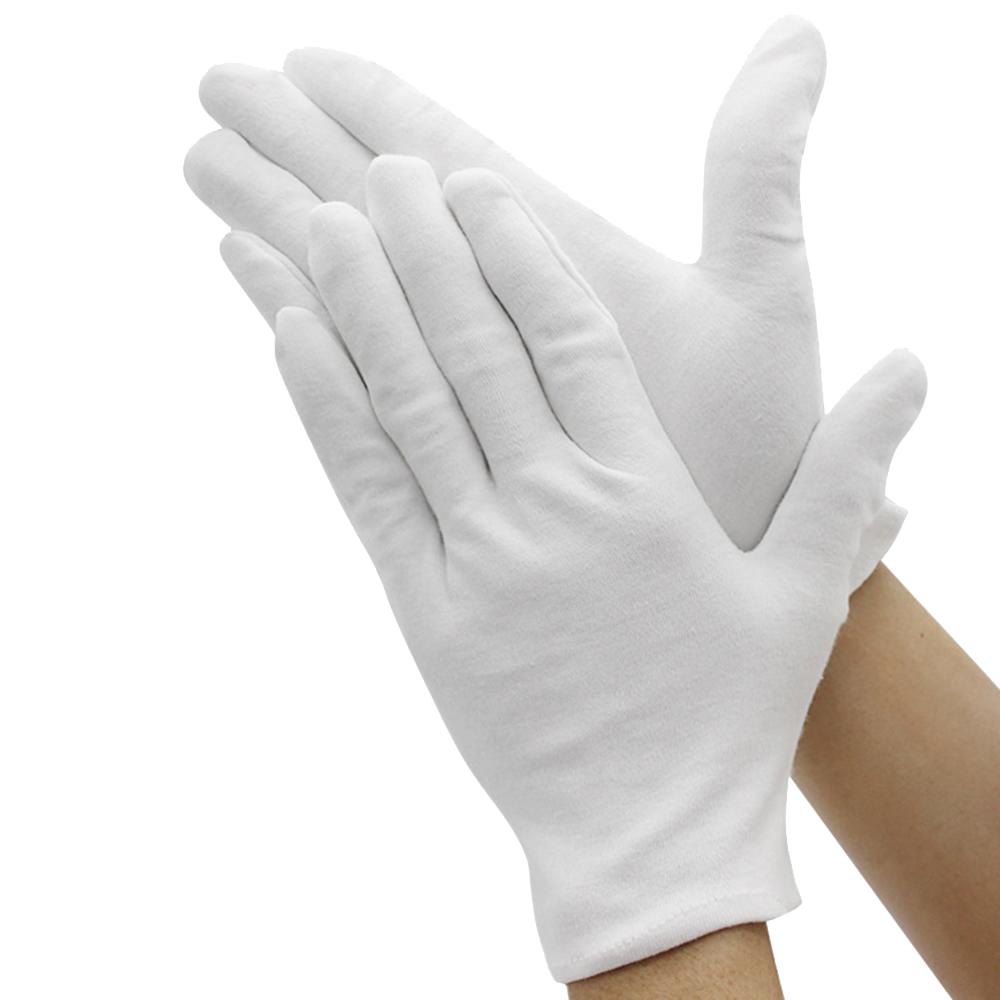 12 Pairs Cotton Gloves Breathable Soft Skin Friendly Work Cosmetic Moisturizing Jewelry Inspection Gloves