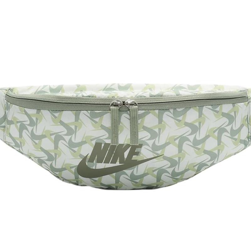 Nike Heritage Fabric Crossbody Bag, Fanny Pack Regular Unisex Mountain White & Horizon Green & Dark Mud Gray Casual FZ2523-121