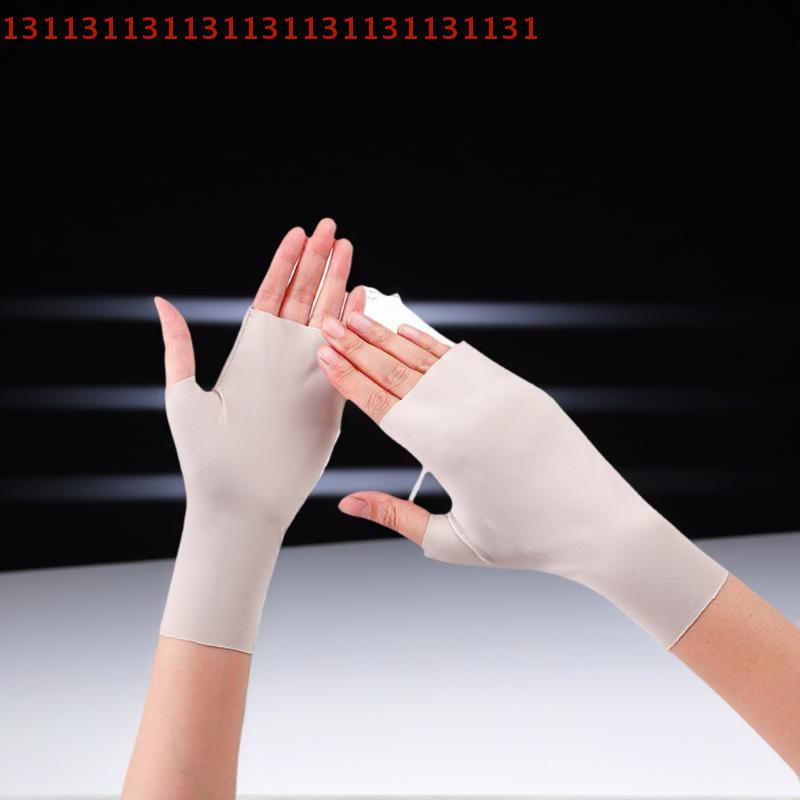 Pro Uv Protection Gloves For Nail Art Gel Nail Lamp Sunscreen Gloves Fingerless Hand Sun Care Thin Cool Ice Silk Silky Sun Glove