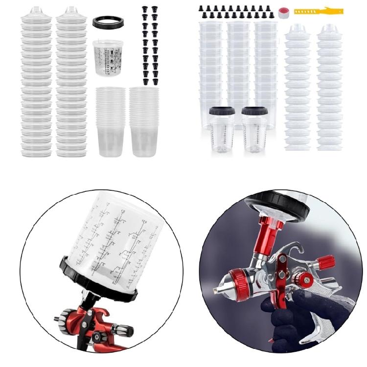 Vasos Desechables para Preparación de Pintura Taza Mezcladora para Pistola de Pintar con Escala de Medición Para Pintura Automotriz Fácil de Usar