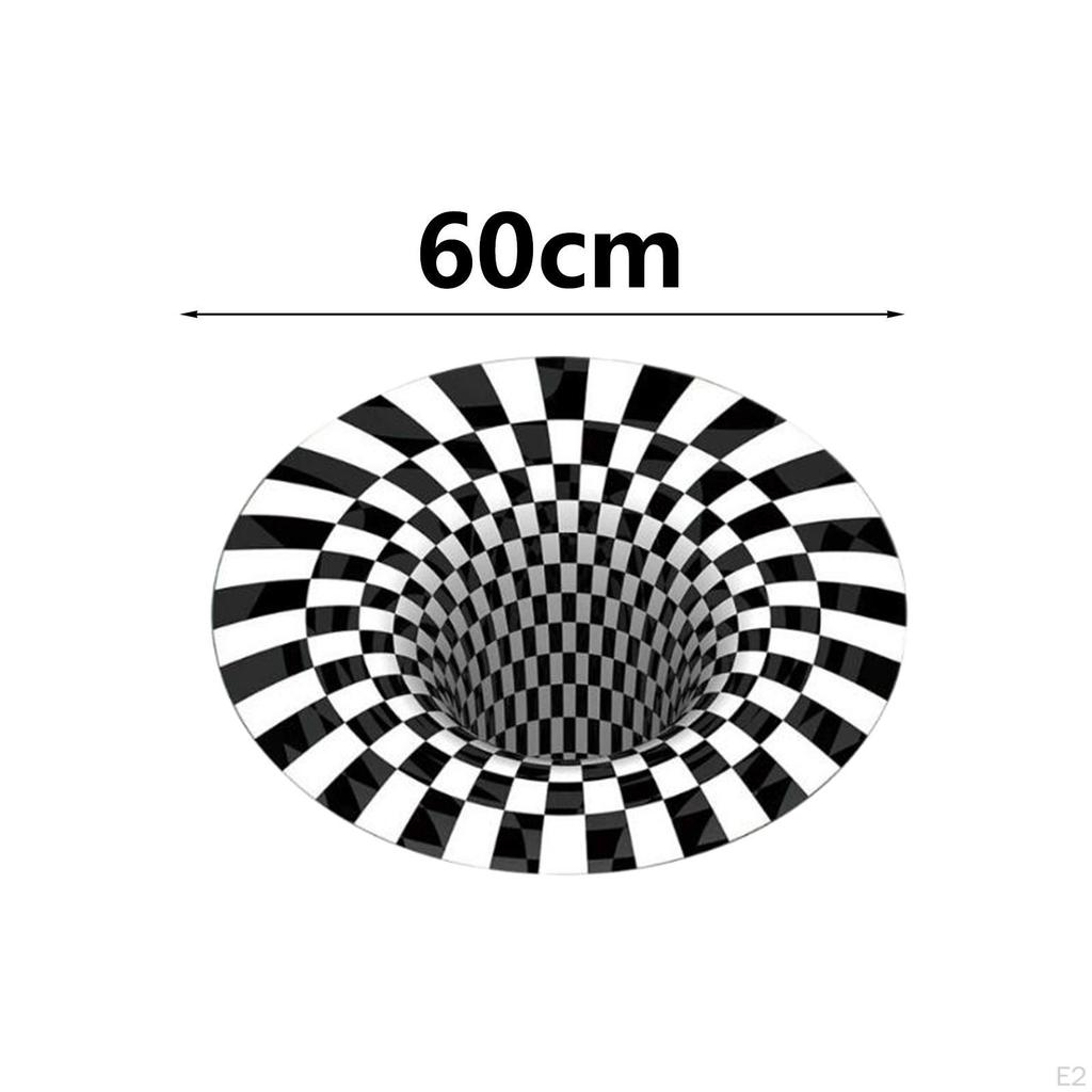 3D Rug Visual Illusion Anti-Skid Area Dining Room Mat Dia 60cm