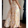 Summer Floral Pants Women's High Waist Loose Thin Wide Leg Elegant Skinny Versatile Straight Pants Trousers