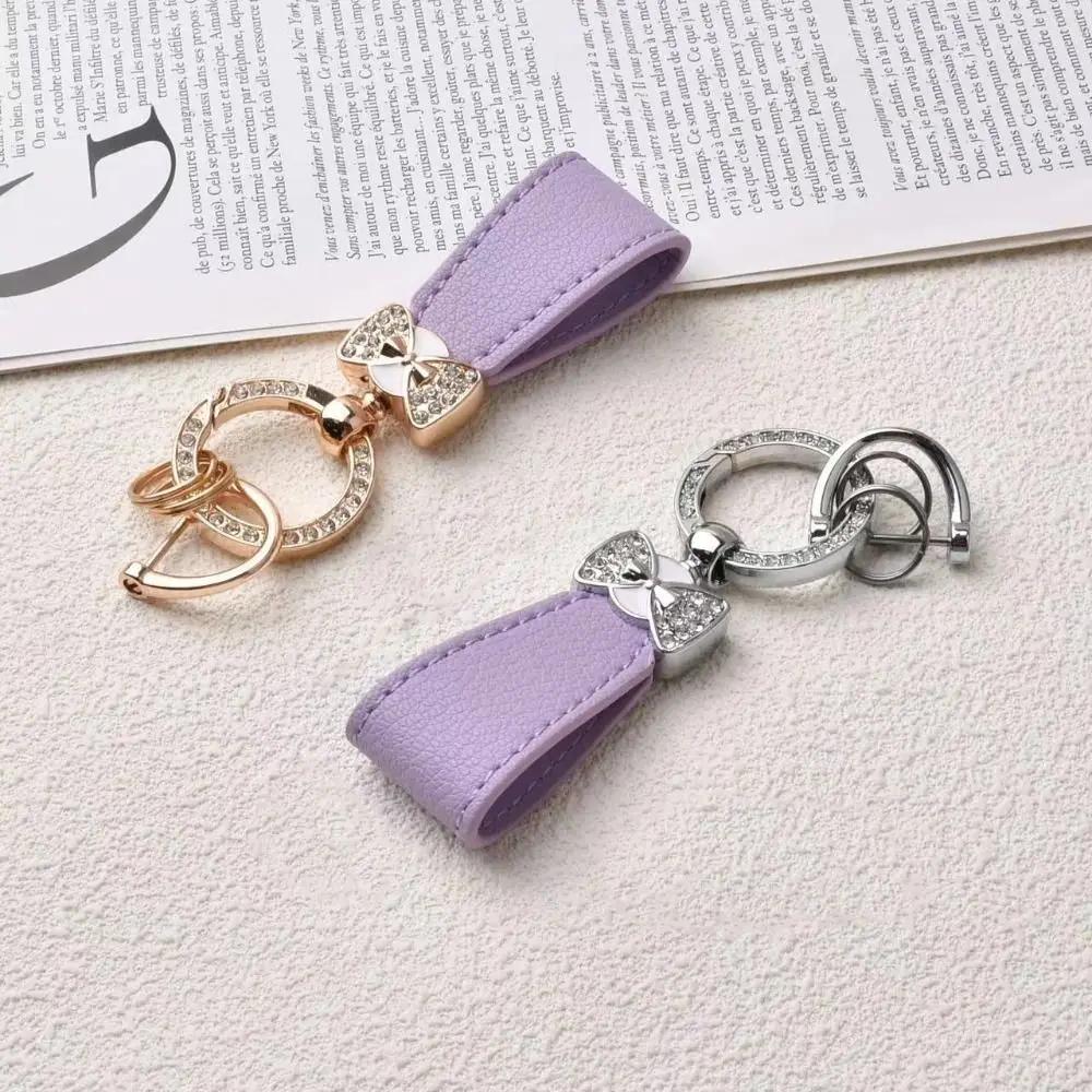 Key Holder Luxury Genuine Leather Keychain Matte Buckle Keys Organizer Car Key Pendant Bag Charms Ladies Bag Fashion Decoration