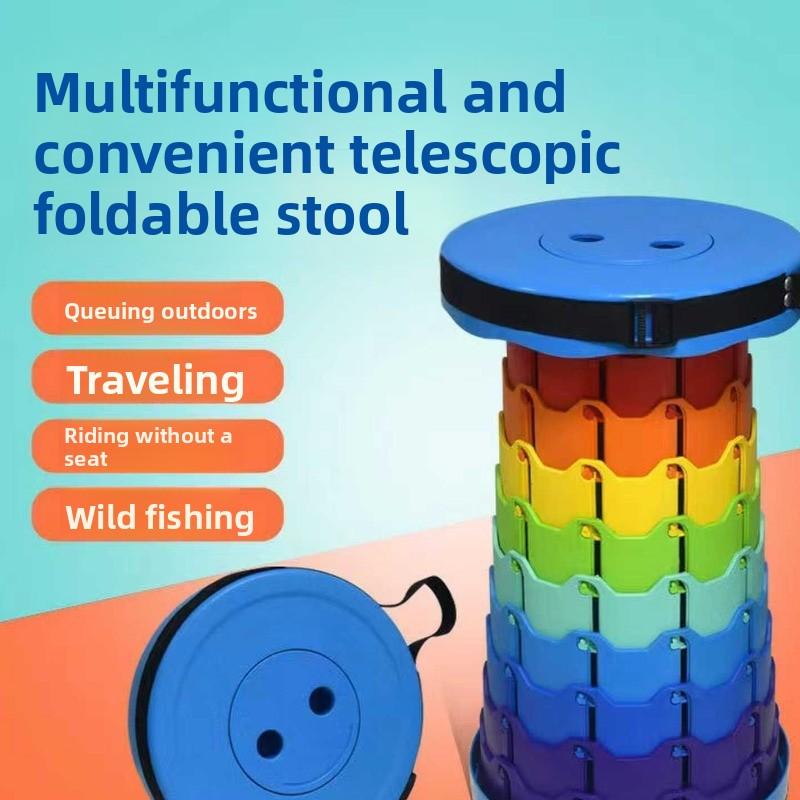 Outdoor Portable Folding Chair, Plastic Folding Chair, Tourist Queue Chair, Bench for Fishing, Adjustable Telescopic Chair