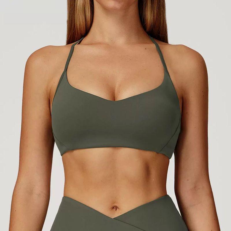 

Oiob Yoga Clothes Underwear Women s Sports Fitness Quick-Drying Beautiful Vest Push up Shockproof Outer Wear Sling Bra Strap Chest Pad Cedar Green L
