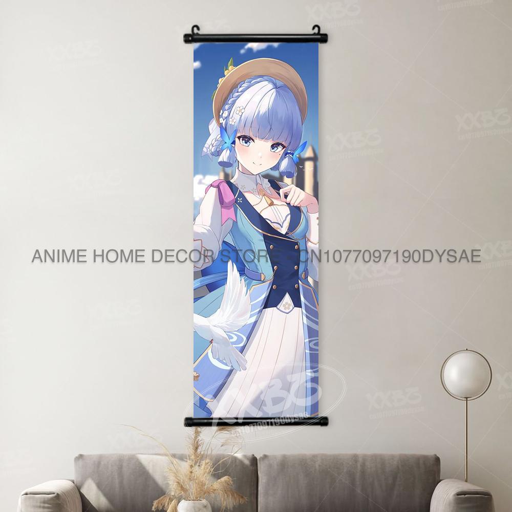 Game Genshin Impact Poster Sexy Anime Mona Home Decor Scroll Picture Sucrose Wall Art Decorative Hanging Painting Interior Mural