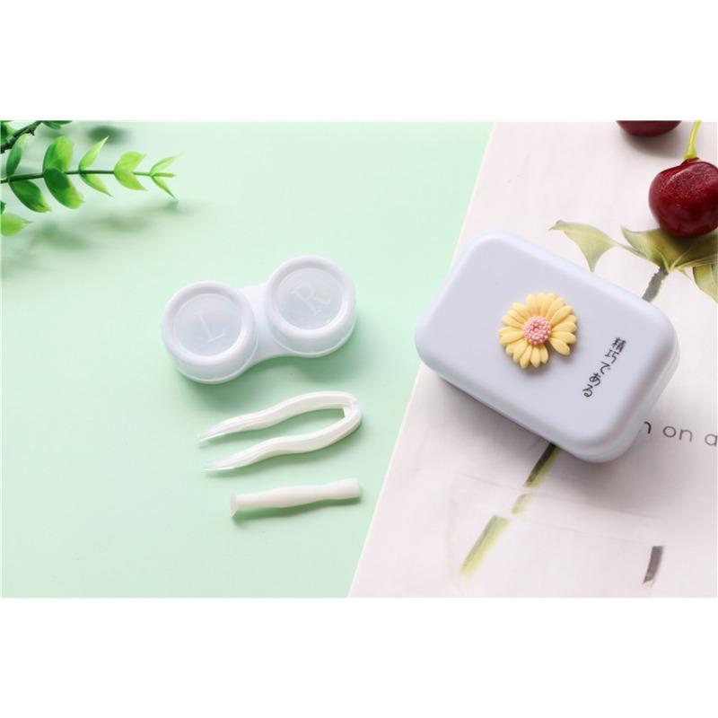1pc Ins Letter Print Contact Lens Case Contact Lens Companion Box Beauty Eye Box Portable Contact Lens Box with Mirror Tweezers
