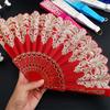 Hand Held Fan Embroidered Hot Stamping Chinese Style Art Craft Multipurpose Photography Props Exquisite Pattern Dance Retro Folding Hand