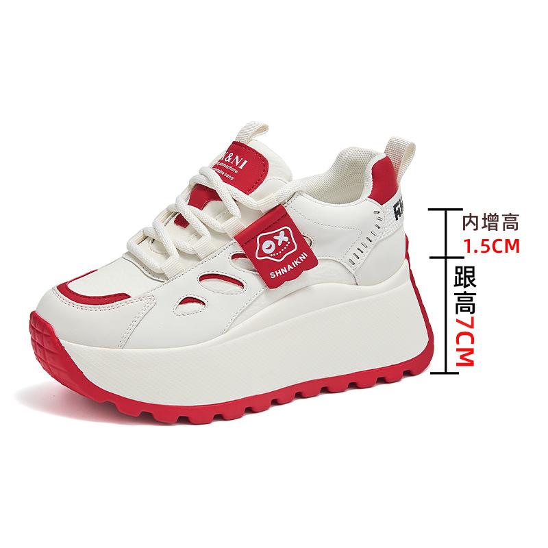 Women's shoes 2026 spring new item women's thick soled casual single shoes height increasing dad shoes