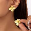 Textured Four Petal Flower Stud Earrings Matte Floral Shape Small Ear Studs for Women Elegant Daily Jewelry