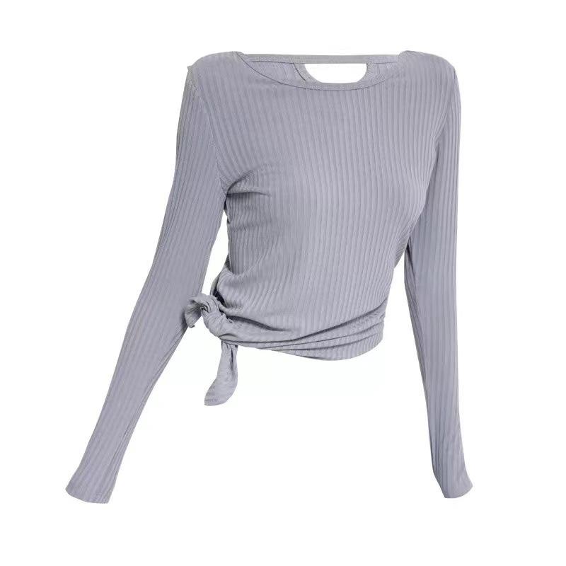 New Autumn/Winter Quick-Dry Slimming Long Sleeve Pilates Yoga Top – Versatile and Flattering Round Neck Sportswear