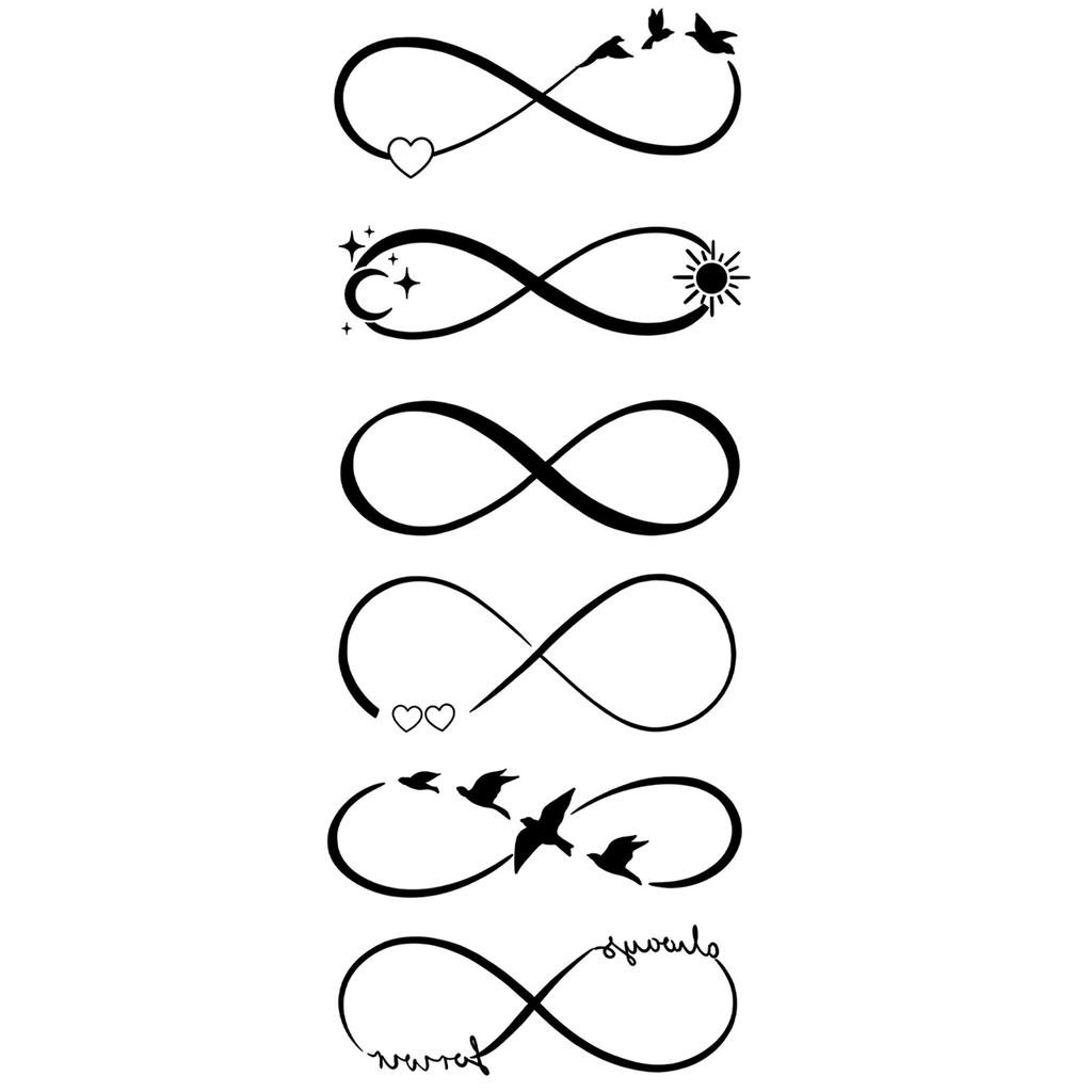 Ins Simple Love Flower Butterfly Swallow Mobius Ring Infinite Loop Wrist Tattoo Sticker