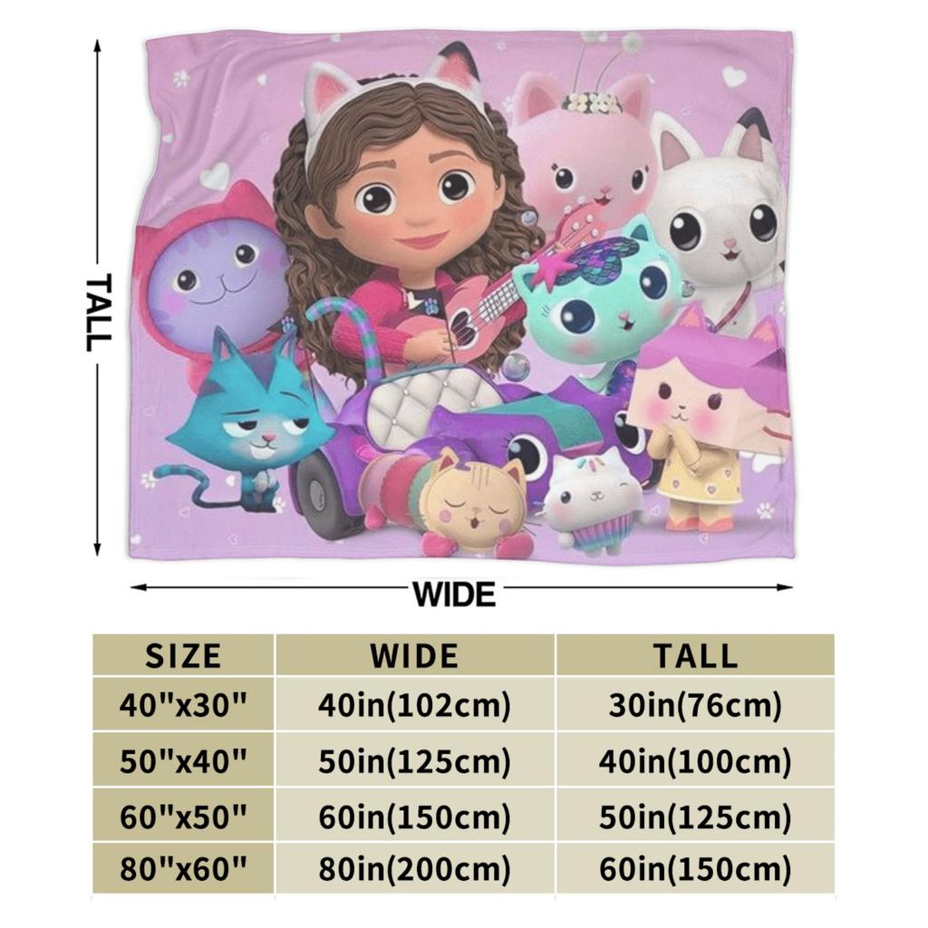 G-Gabby’s Dollhouseds Plush Blanket Boy Girl  Flannel Bedding Throws For Couch Bed Super Warm Custom DIY Quality Bedspread Gift