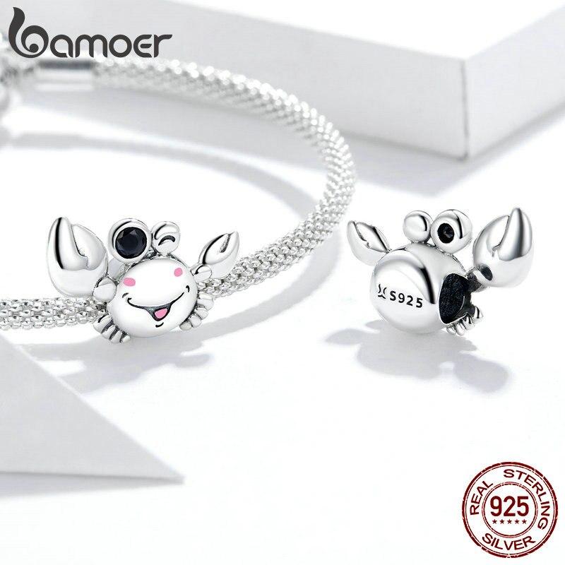 Bamoer 925 Sterling Silver Little Crab Charm for Original Silver Bracelet or Bangle DIY Jewelry